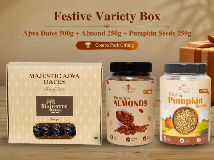 Festive Variety Box by Majestic Medjool featuring a premium assortment of dates for festive gifting