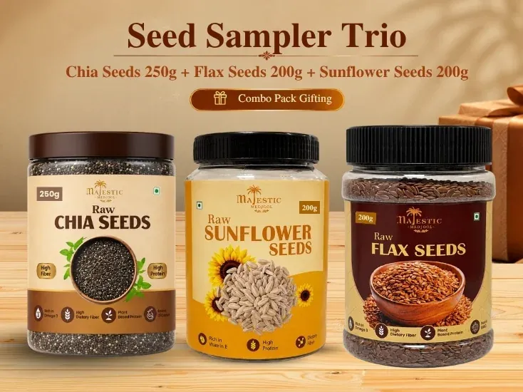 Seed Sampler Trio Pack by Majestic Medjool featuring a selection of three seed varieties